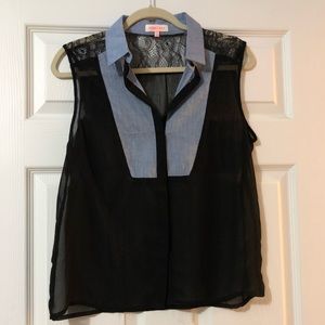 Nameless Sheer Black and Denim Top